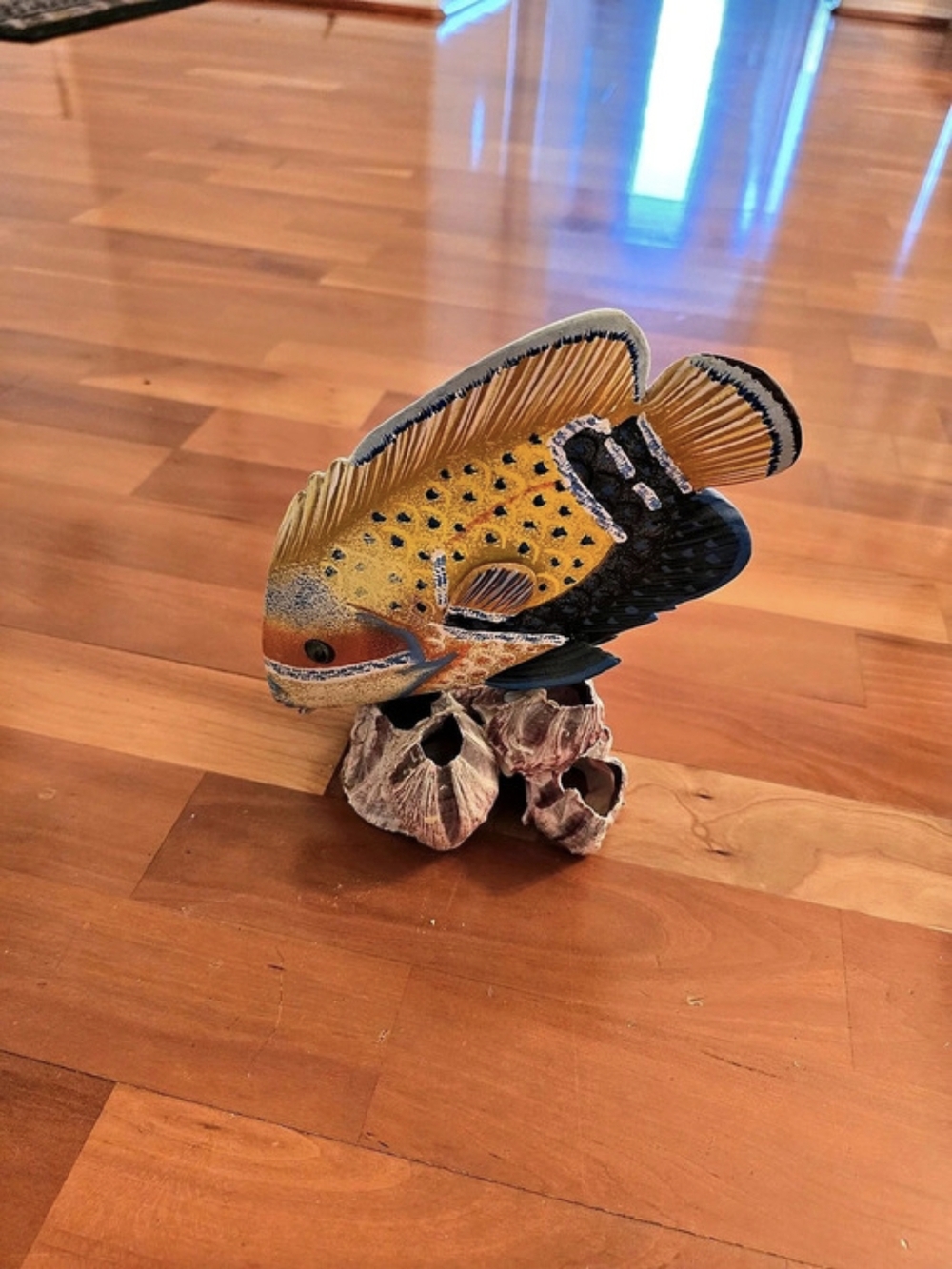 Fish Sculpture Decor in Yellow & Black